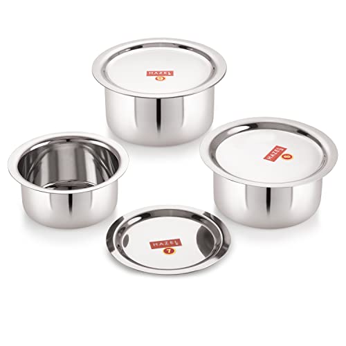 Image 6 of Without Lid / 3 / 0.3 - 0.7 Litres for the product HAZEL Stainless Steel Patila with Lid Cooking Vessel