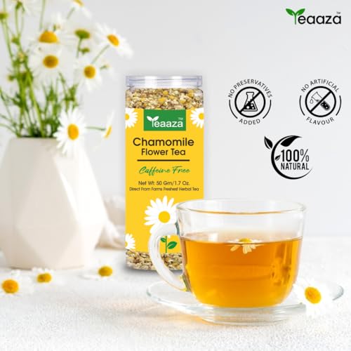 Image 2 of Teaaza Organic Chamomile Tea For Sleep & Anxiety Relief 50 Grams - 30+ Cups (Pack Of 3)