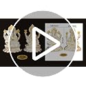 Image 2 of Gold Art India Round Base Laxmi Ganesh Silver Matte Idol 5" Inch