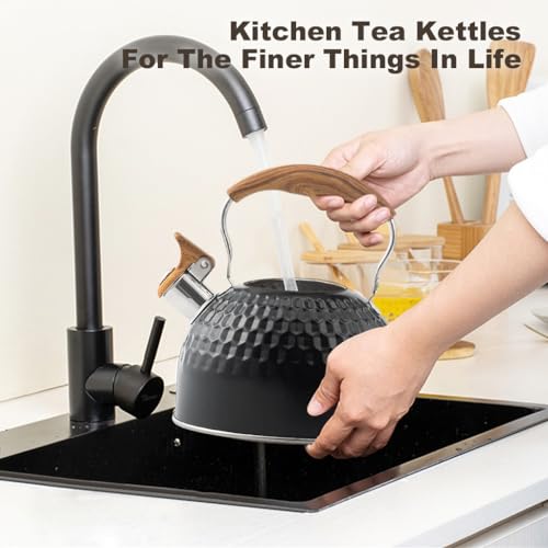 Image 7 of Supvox Whistle Kettle 2.5L Stainless Steel for Gas Stove, Black