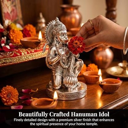 Image 6 of Dev Aastha 999 Silver Plated Hanuman Idol 7 Inch
