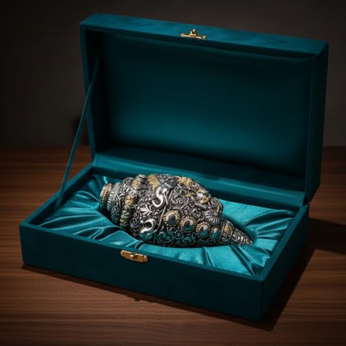 Image 3 of Dev Aastha 999 Silver & Gold Plated Ganesh Shankh Home Decor 8 Inch