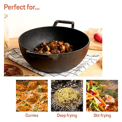 Image 5 of Meyer Pre Seasoned Cast Iron Kadai 24cm/ 3 Liters