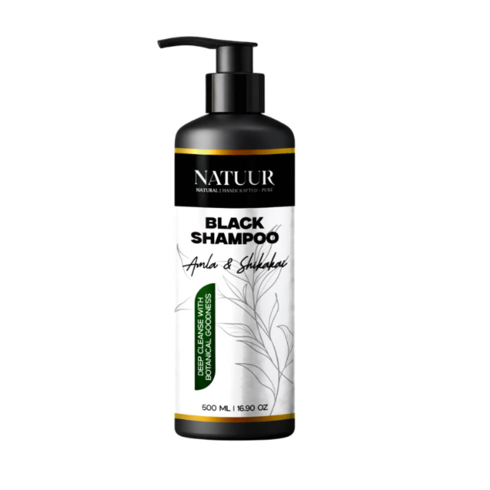 Image 1 of 500ml for the product Natuur Black Shampoo - Amla Reetha Shikakai Bhringraj & Methidana