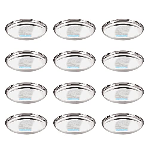 Image 2 of neelam Stainless Steel 13, 18 Gauge Lazer Etching J.K Khumcha Thali, 30 cm, Set of 12