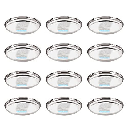 Image 2 of neelam Stainless Steel 13, 18 Gauge Lazer Etching J.K Khumcha Thali, 30 cm, Set of 12