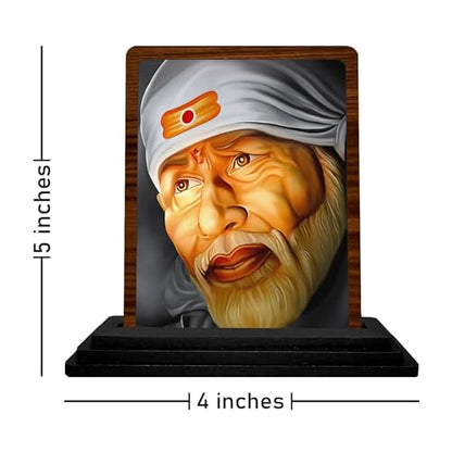 Image 3 of Panchmukhi Hanuman Wooden Idol - Glossy Finish 5x4in | Murti for Car Dashboard & Home Temple | Perfect Small Statue for Door Entrance & Puja | Enhance Spaces (sai Baba)