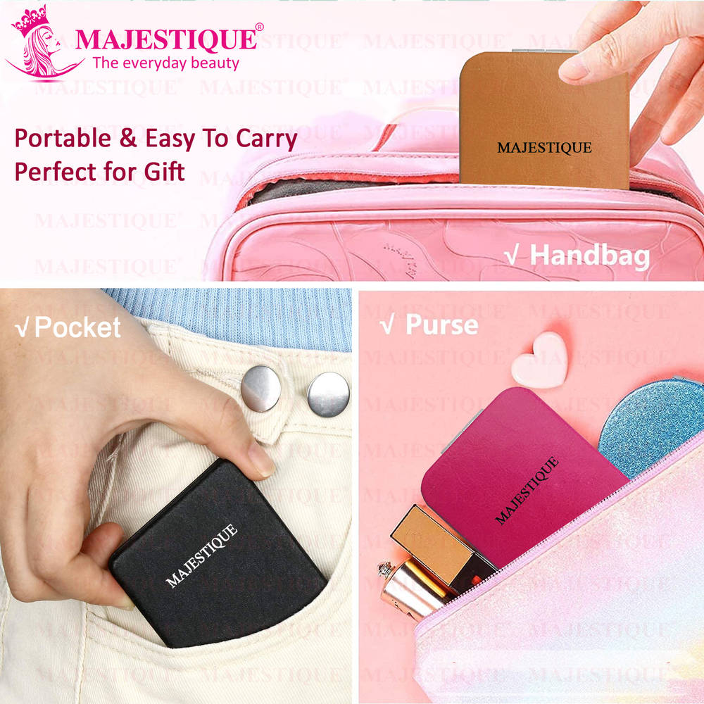 Image 4 of Majestique Compact Hand Mirror, Leatherette Texture For Men And Women