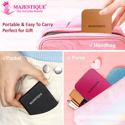 Image 4 of Majestique Compact Hand Mirror, Leatherette Texture For Men And Women