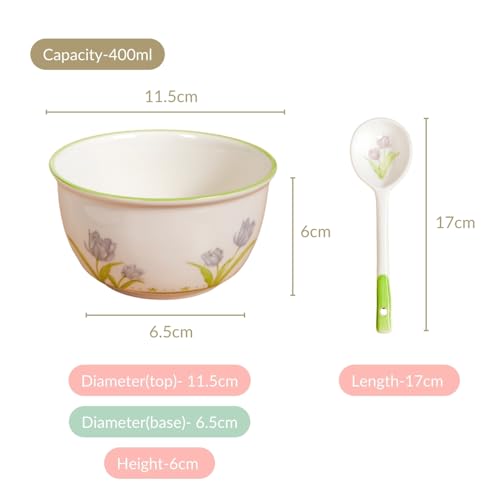 Image 6 of Nestasia Set of 4 Ceramic Soup Bowl with Spoon (400ml)