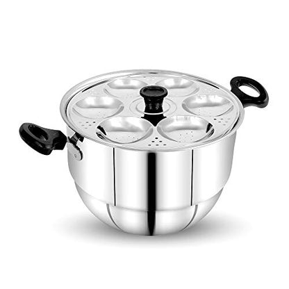 Image 2 of Pigeon Hot 24 Stainless Steel Idli Cooker & Steamer | ISI Certified | 4 Idli Plates with 6 Cavities Each (Makes 24 Idlis) | Includes Steamer Plate | Multipurpose Cooking Pot | Food Grade Stainless Steel | Gas & Induction Compatible