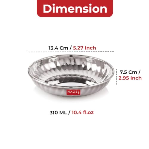 Image 4 of HAZEL Stainless Steel Dessert Silver Plate 310 ml Set of 6