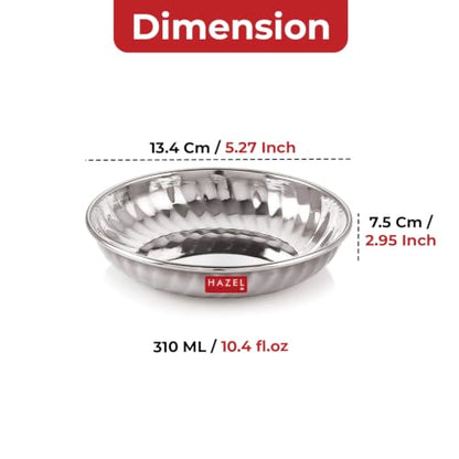 Image 4 of HAZEL Stainless Steel Dessert Silver Plate 310 ml Set of 6