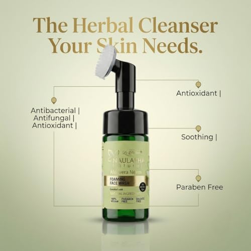 Image 3 of Naulakha Naturals Aloe vera and Neem Foaming Face Wash with Built In Brush Fights Acne And Blackheads Hydrating And Refreshing I Brightening Glowing Skin for All Skin