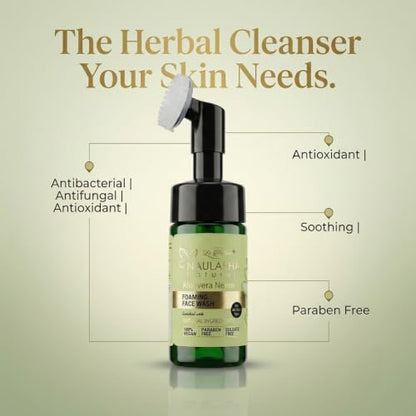 Image 3 of Naulakha Naturals Aloe vera and Neem Foaming Face Wash with Built In Brush Fights Acne And Blackheads Hydrating And Refreshing I Brightening Glowing Skin for All Skin