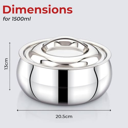 Image 3 of AVIAS Onyx Press Type Insulated Stainless Steel Casserole, 1500ml