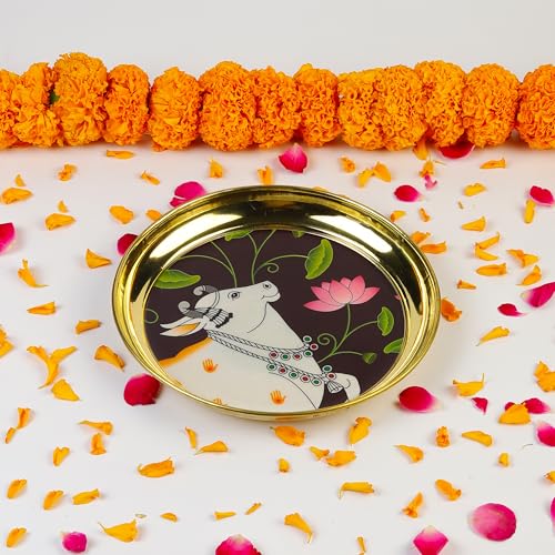 Image 1 of Default Title for the product Klassic 6 Inch Brass Pooja Thali, (Pack Of 1, Golden)