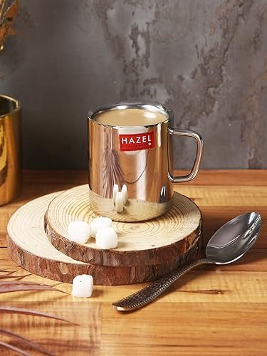 Image 2 of HAZEL Stainless Steel Double Wall Green Tea Coffee Big Sobar Mug, 210 ml