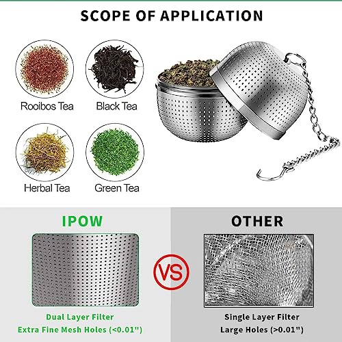 Image 3 of Supvox Tea Infuser with Chain & Drip Tray 304 SUS 2.1" Fine Mesh Strainer