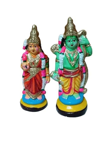 Image 3 of navarathiri golu bommala koluvu kolu Clay Doll ramar dharbar(ramar Set) 10 inch sita Laxhman Hanuman Combo Set height27cm