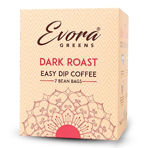 Image 1 of Pack of 1 for the product Evora Greens Dark Roast Coffee Dip Bags | AA Grade Arabica Coffee | Strong Café Style Brew | Ready in Minutes | Makes 7 Cups