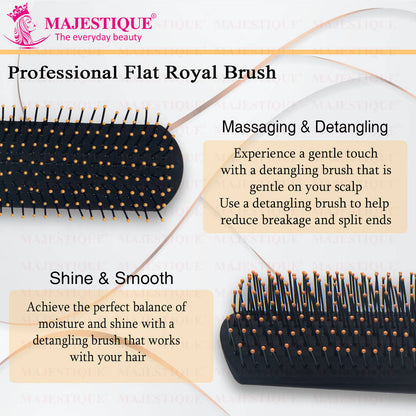 Image 3 of Majestique Crown Series Flat Hair Brush HR154 Wet & Dry Hair-Row Smoothing Detangling