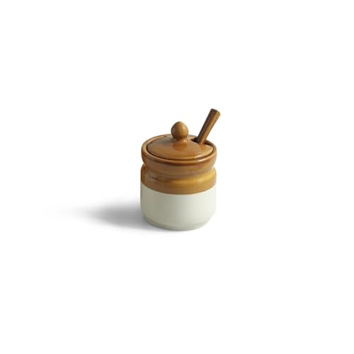 Image 4 of ExclusiveLane 'Barni Tales' Ceramic Pickle Jars for Dining Table With Spoon (Set Of 4, Non-Airtight, 270 ml, Hand-Glazed) | Pickle Jar With Spoon Achar Jar Set Achar Container Set for Dining Table|