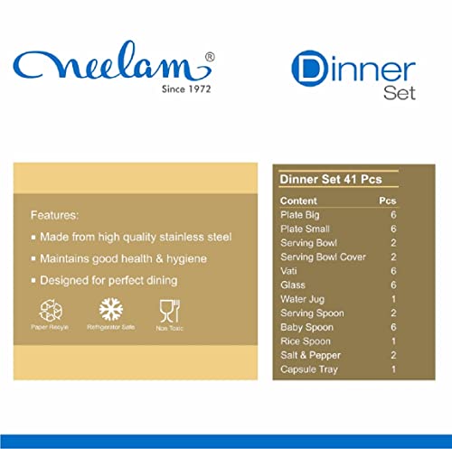 Image 5 of neelam Stainless Steel 22 Gauge 41 Pieces Premium Dinner Set