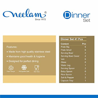 Image 5 of neelam Stainless Steel 22 Gauge 41 Pieces Premium Dinner Set