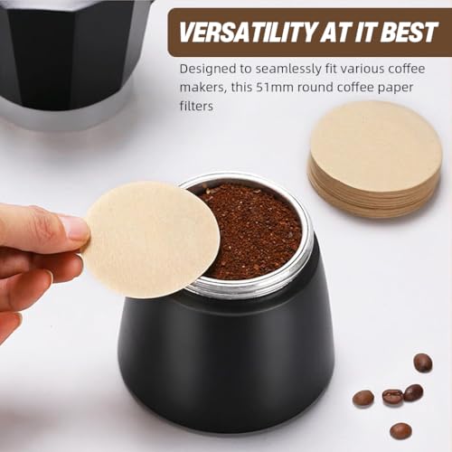 Image 7 of Supvox Coffee Filter Paper 51mm 400 Counts Unbleached Round for Moka Pot