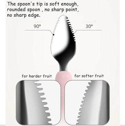 Image 5 of TONY STARK Baby Double Side Head 2 in 1 Silicone Food Spoon with Stainless Steel Fruit Scraper and Travel Case