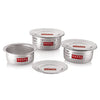Image 1 of Default Title for the product HAZEL Aluminium Hammered Tope Set with Lid Patila Set of 3 (1L, 1.4L & 1.8L)