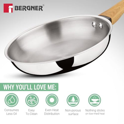 Image 4 of BERGNER TriPro Triply Stainless Steel 2 Pc Cookware Set - 22cm Frypan & 14cm (1.2L) Saucepan