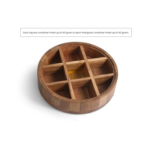 Image 5 of ExclusiveLane Golden Flower Wooden Spice Box for Kitchen 9 Partitions