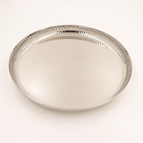 Image 1 of Pack of 1 for the product Spillbox Stainless Steel Hammered Tiffin Plate