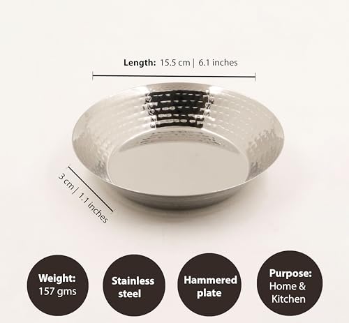 Image 6 of Spillbox Stainless Steel Hammered Parat Plate Set Small