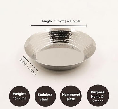Image 6 of Spillbox Stainless Steel Hammered Parat Plate Set Small