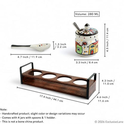 Image 7 of ExclusiveLane The Hut Ceramic Pickle Jars Set of 4 280 ml