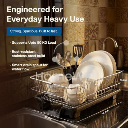 Image 3 of HomeWiz Dish Drying Rack 40×32×16 cm