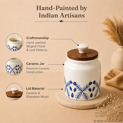 Image 3 of ExclusiveLane Royal Mughal Airtight Ceramic Jars for Kitchen Storage (Set of 4, 380 ml Each)