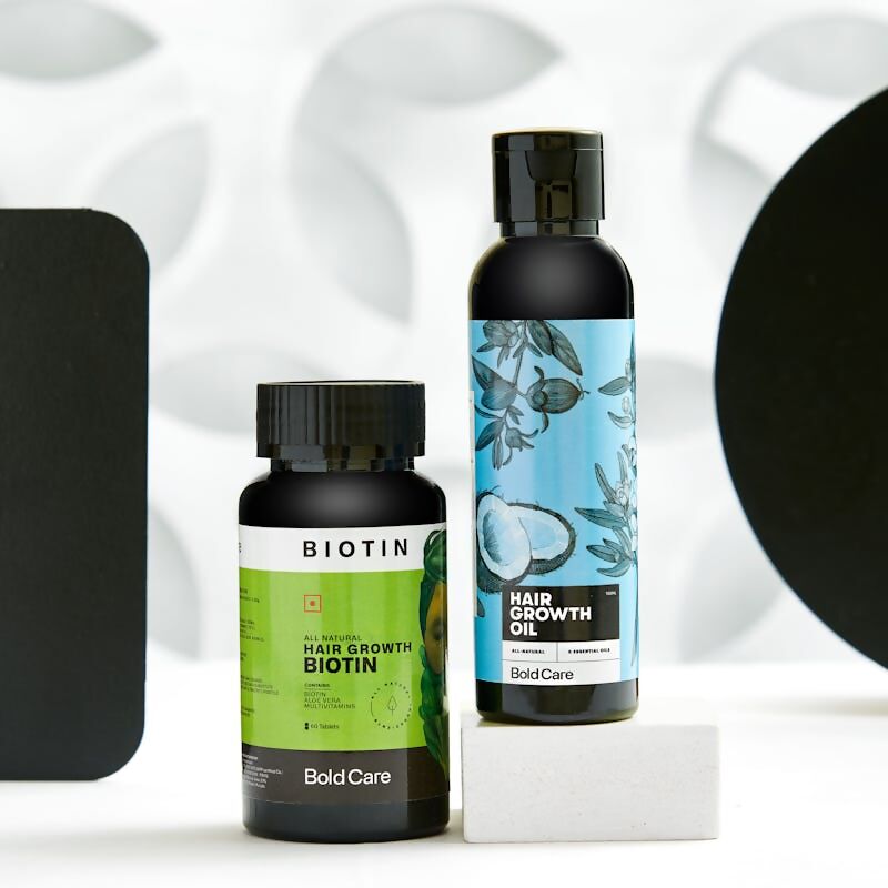 Image 1 of Bold Care Hair Growth Oil + Biotin Supplements Combo