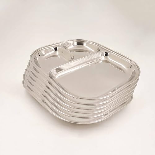 Image 6 of Pack of 6 for the product Spillbox Stainless Steel Tiffin Plate