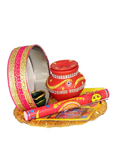 Image 1 of Default Title for the product Suninow Red Karwa Chauth Pooja Thali Set
