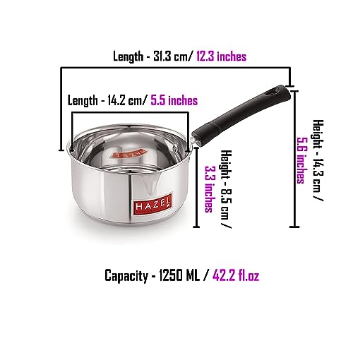 Image 5 of HAZEL Induction Bottom Sauce Pan Stainless Steel 1250 ML