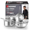Image 1 of Default Title for the product BERGNER TriPro Triply Stainless Steel 7 Pcs Cookware Set - 20cm (1.5L) Deep Kadai, 20cm (1.2L) Sautepan, 16cm (1.7L) Saucepan, 20cm (3L) Casserole, 3 Stainless Steel Lids - Induction and Gas Ready
