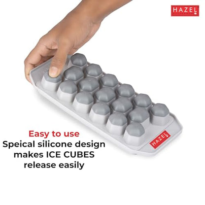 Image 3 of HAZEL Ice Cube Tray with Honeycomb Design & Silicone at Bottom for Easy Removal, Grey