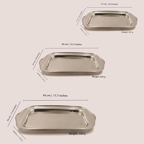 Image 4 of Spillbox Stainless Steel Multipurpose Serving Tray Set of 3