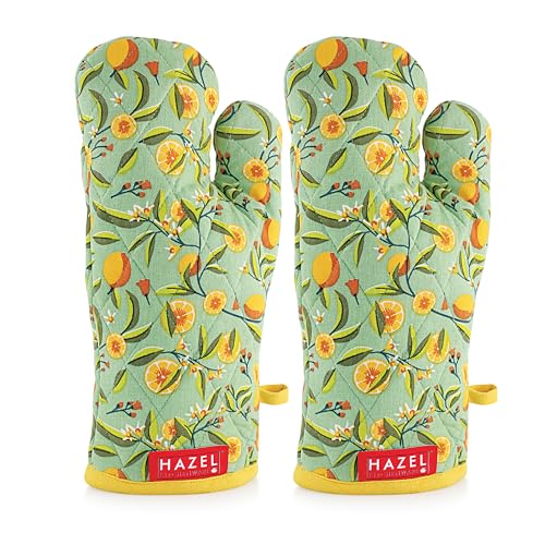 Image 1 of Default Title for the product HAZEL Cotton Microwave Oven Gloves Heat Resistant Potholder Mitten Gloves for Baking, Set of 2