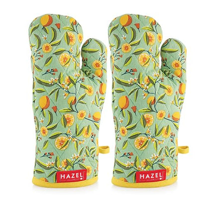 Image 1 of Default Title for the product HAZEL Cotton Microwave Oven Gloves Heat Resistant Potholder Mitten Gloves for Baking, Set of 2