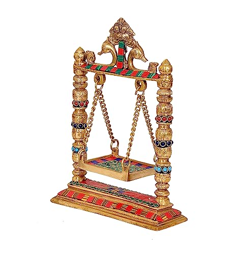 Image 3 of AONA Brass Swing Jhula for Ladoo Gopal Idol Statue